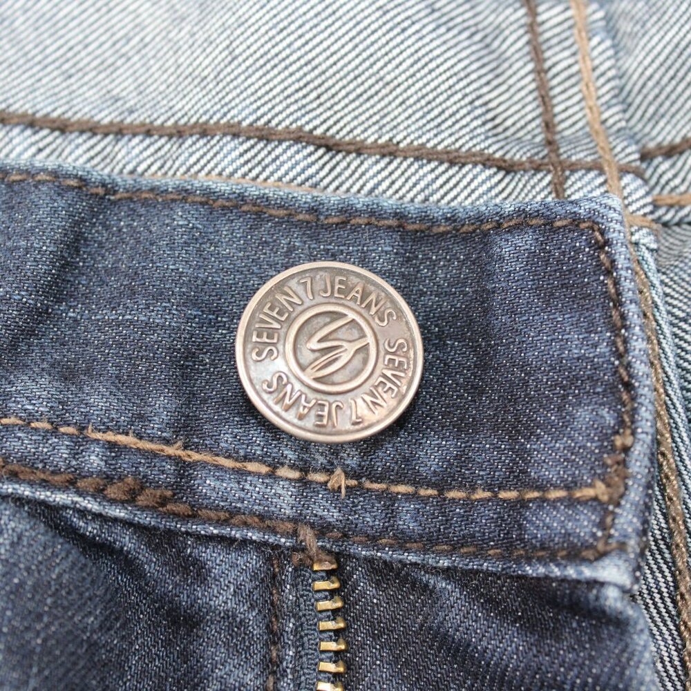 Seven7 Straight Denim Jeans Mens Size 39 X 31 Blue Dark Wash 5-Pocket Whisker - Picture 9 of 14